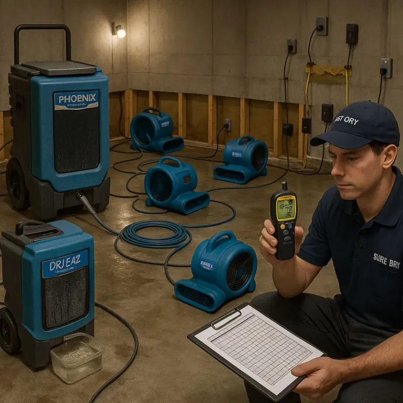Structural Drying and Dehumidification process in Hunt Valley, MD